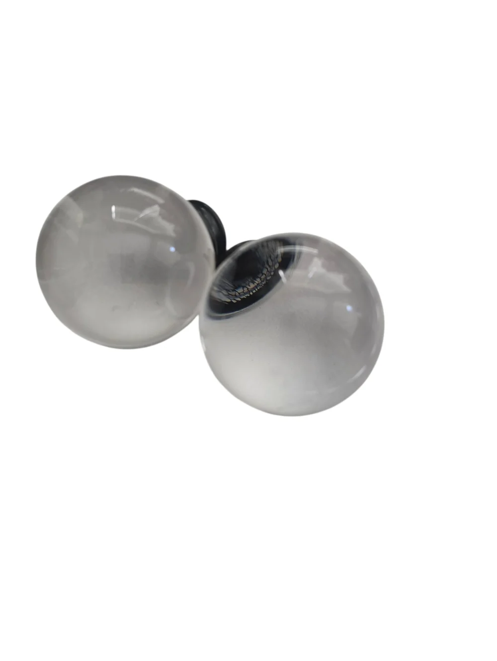 Pottery Barn Glass Ball Curtain Rod Finials Clear Globe Antique Bronze 1/4
